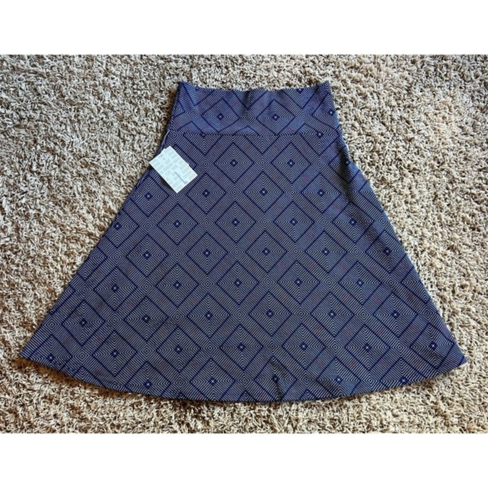 Lularoe Azure Skirt size Large NWT ‎ A-Line Blue Geometric Skirt